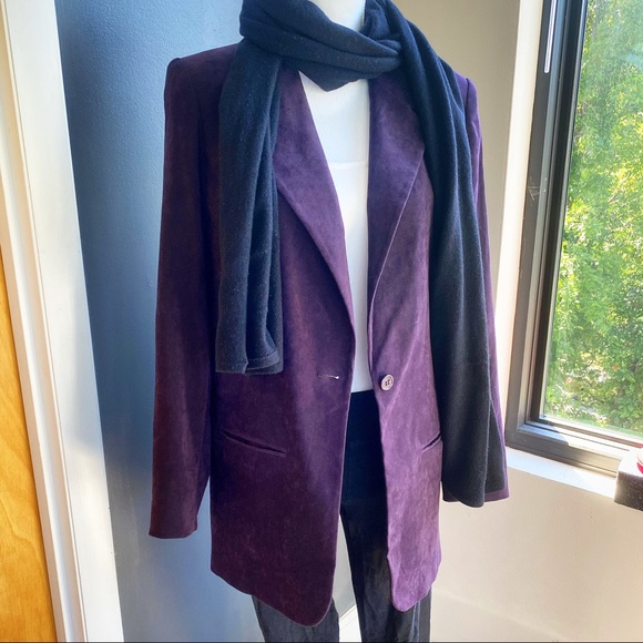 Mary McFadden Jackets & Blazers - Vintage Mary McFadden Purple Faux Suede Blazer